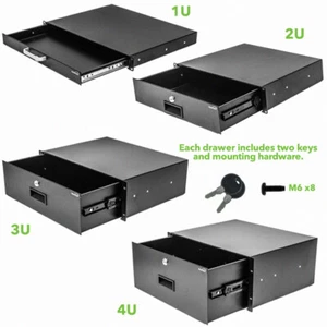 Server Cabinet Case 19" Rack Mount DJ Locking Lockable Deep Drawer with Key - Picture 1 of 10