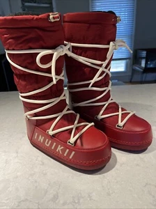 INUIKII Womens Nylon Waterproof Wool Lined Moon Snow Boots Size 38 Red - Picture 1 of 8
