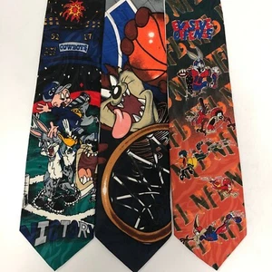 3pc LOT Vtg 1993 NFLP Warner Bros NFL Football 90's Looney Tunes SPORTS Neckties - Picture 1 of 4