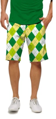 Loudmouth Men Size 36 Golf Fairway A-Tisket-A-Tasket Heritage Shorts Argyle Mult - Image 1 of 4