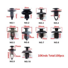 100x Trunk Screw Rivets Set Car Bumper Fender For Auto Plastic Fastener Clips kj