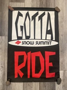 SNOW SUMMIT Gotta Ride Resort Big Bear Vintage Mountain Bike Poster Banner Red - Picture 1 of 11