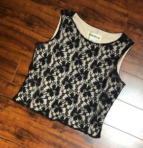 VTG Vintage 90's DANNY & NICOLE sz 8P Black Nude Lace Dressy Party Shirt Top - Picture 1 of 6