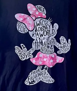 Camiseta Negra Unisex Minnie Mouse Parques Disney Nube de la Palabra Talla M - Imagen 1 de 4