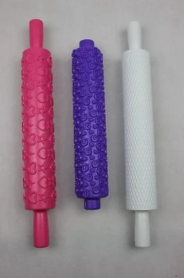 Embossed Rolling Pins x 3 Swirl Mesh Heart & Star Cake Decorating Pastry Tool S3 - Image 1 of 4