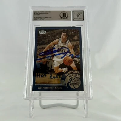 Manu Ginobili Signed 2002-03 Topps Chrome #124 RC Beckett BAS 10 Auto Spanish - Image 1 of 2