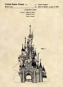 Impresión oficial de arte de patente del castillo de Cenicienta - Walt Disney - Disneyland - 113 - Imagen 1 de 2