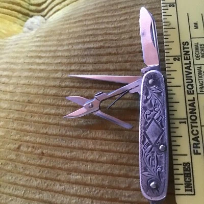 oriental= marca japón calidad acero inoxidable grabado 0 iniciales punzón tijeras  Foto 1 de 4