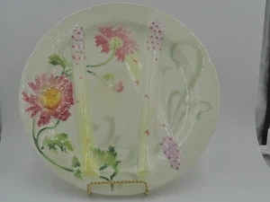 Antique French K & G St. Clement Majolica Asparagus 10.25" Plate Luneville - Picture 1 of 4