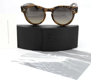 Salt. Sunglasses WILCOX AT 51-22 140 Polarized Brown Tortoise Gray Round Japan - Picture 1 of 10