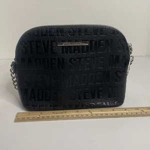 Steve Madden Black- Silver Chain Crossbody Purse - Picture 1 of 7