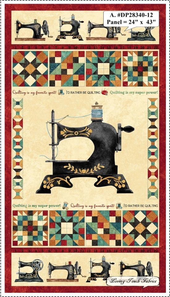 STITCHIN', NORTHCOTT, MÁQUINAS DE COSTURA VINTAGE, TECIDOS COM PREÇO @ 1/2 JARDA E PAINEL - Imagem 1 de 1