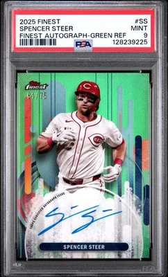 2025 FINEST SPENCER STEER/99 FINEST AUTOGRAPH-GREEN REF POP 1 PSA 9 - Image 1 of 4