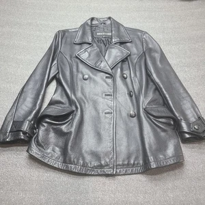 Chaqueta Kenneth Cole Reaction Mujer Mediana Cuero Negro Chaquetón Doble Pecho - Imagen 1 de 10