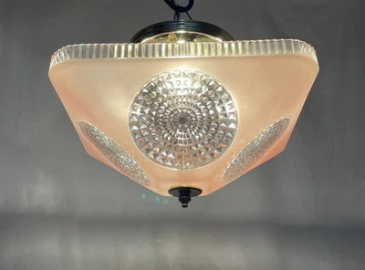 Luz de techo de montaje semi empotrada rosa Art Deco MCM de colección REWIRED años 20 años 40 años 50 Foto 1 de 4