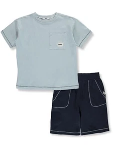 DKNY Boys' 2-Piece Knit Shorts Set Outfit Color: navy Size: 4 - Picture 1 of 1