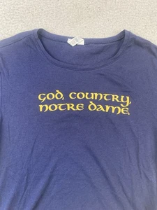 Under Armour Womens T Shirt XL Navy God Country Notre Dame Fit Heat Gear - Picture 1 of 9