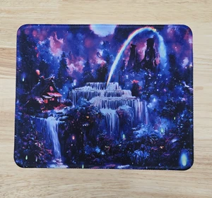 Computer Desk Mouse Pad Waterfall Scene House In The Woods Fantasy Fairycore - Afbeelding 1 van 8