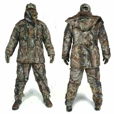 Mens Winter Bionic Camouflage Thicken Hunting Clothes Tactical Waterproof Suits - Image 1 of 4
