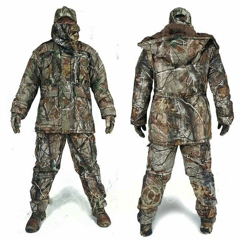 Mens Winter Bionic Camouflage Thicken Hunting Clothes Tactical Waterproof Suits - Image 1 of 4