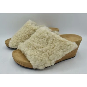 Papillio Birkenstock EU 39 US 8 Namica Teddy Eggshell Wedge Narrow Fit Sandals - Picture 1 of 14