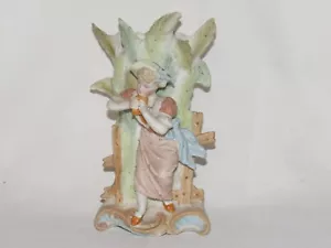 10I12 ANCIEN VASE JARDINIÈRE ART NOUVEAU EN BISCUIT DE PORCELAINE POLYCHROME - Picture 1 of 5