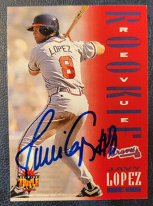 1994 DONRUSS TRIPLE PLAY JAVY LOPEZ ROOKIE RC BRAVES SIGNED AUTO CARD #283 COA *