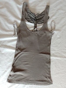 Ladies Vest Denim Co Size 8 Butterfly Motif Grey 25104 - Picture 1 of 12