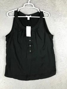 Kenneth Cole Reaction Womens Sleeveless Scoop Neck Black Tank Top Blouse XL NWT - Picture 1 of 8
