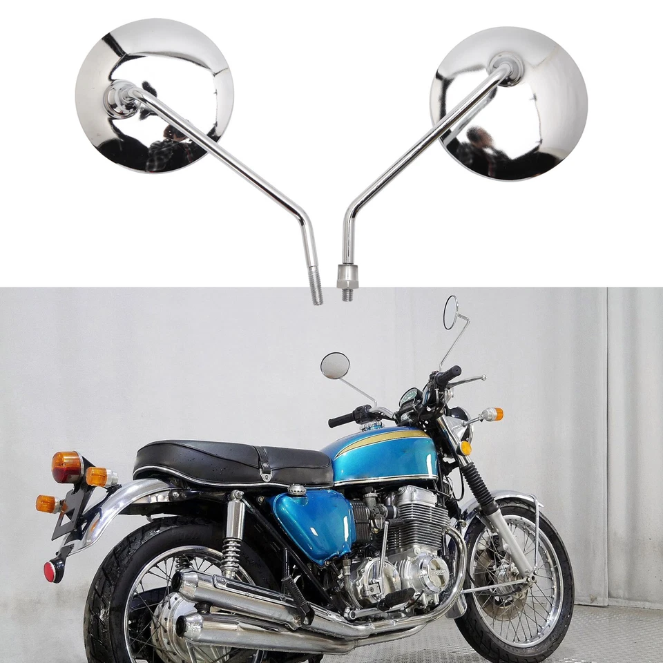 Pair Chrome Motorcycle Rearview Mirrors For Honda CB350 CB450 CB500 CB550 CB650 - Image 1 of 4