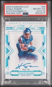 2022 Flawless Collegiate Khalil Shakir Rookie Auto Platinum #1/1 - PSA 8.5 - Picture 1 of 2
