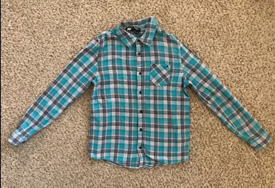 CAMISA SHAUN BLANCA NIÑOS FRANELA CUADROS AZUL ABOTONADA TALLA XL Foto 1 de 2