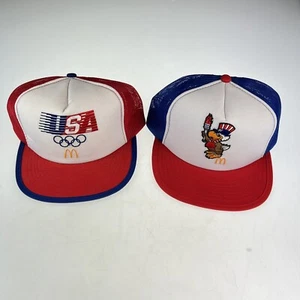 SET OF 2 USA 1984 Olympics McDonalds Cap Hat NEVER WORN / NEW - Picture 1 of 8
