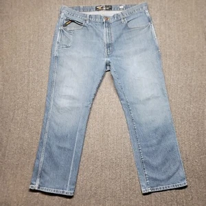 Ariat Jeans Mens 40x30 Rebar M4 Relaxed Boot Cut Blue Haze Faded Washout Cowboy - Picture 1 of 23