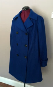 New Anne Klein Women's Classic Wool Blend Double-Breasted Pea Coat Blue Size 1X - Picture 1 of 13