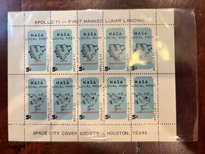 Apollo 11 Tenth Anniversary Mini-Sheet SCCS Space City Cover Society MNH !! - Picture 1 of 1