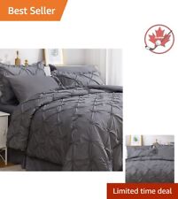 Comforter Set- 8 Piece Bed in a Bag-1000 Thread Count- Pinch Pleated - Grey