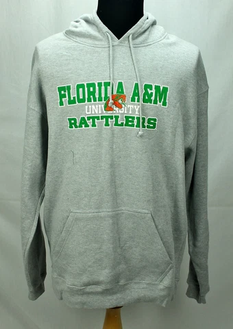 M NCAA Florida A&M University RATTLERS Gray Hooded Sweatshirt Hoody Medium Cover
