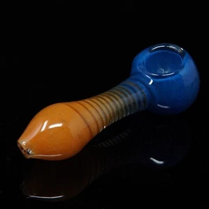 Mini pipas de vidrio para fumar espiral perfectas hechas a mano gruesas azul oscuro marrón 3,5 pulgadas - Imagen 1 de 5