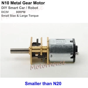 DC 3V 80RPM N10 Mini Caja de cambios metálica completa Motor de engranajes Baja Velocidad Hágalo usted mismo Robot Coche Inteligente - Imagen 1 de 5