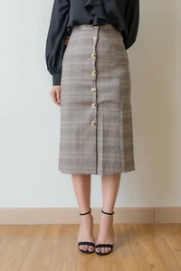 Marcia Plaid Pencil Skirt (Blue and Green) - Picture 1 of 16