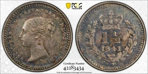 Gran Bretaña 1841 Plata 1-1/2 Peniques Victoria S-3915 PCGS Detalle Rasguño - Imagen 1 de 3