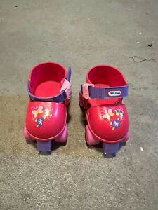 Vintage Little Tikes Kids Adjustable Roller Skates - Red Pink Purple - Preowned