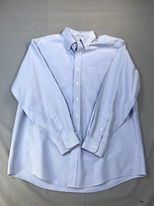 LL Bean Shirt Blue Oxford Men 17 35 Button Down Wrinkle Resistant