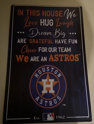 Houston Astros Metal Wall Art Man Cave Dad Gift Baseball Fan MLB Plaque Cover