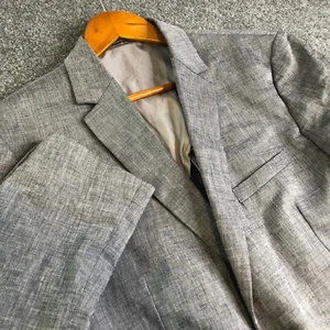 H&M Jacket Mens 44 R Gray Slim Fit Linen Blend Blazer Sport Coat 2-Button Work - Picture 1 of 14