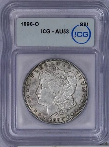 1896-O Morgan Silver Dollar $1 ICG AU53 - Picture 1 of 2