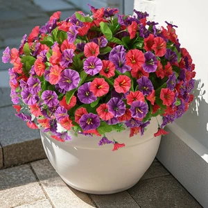 Artificial Flowers for Outdoors Plants Faux Flowers Spring Decoration, 8 Bundles - Picture 1 of 12