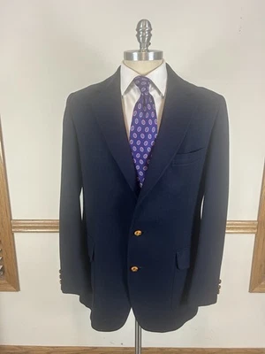 BLAZER VINTAGE PENDLETON 100% LANA AZUL MARINO PARCHE BOLSILLO CON ACCIÓN TRASERA TALLA 44L Foto 1 de 4