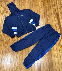 VTG Adidas Track Suit Mens XL Jacket & Pants Windbreaker Lined Set 90s Y2K Blue - Picture 1 of 4